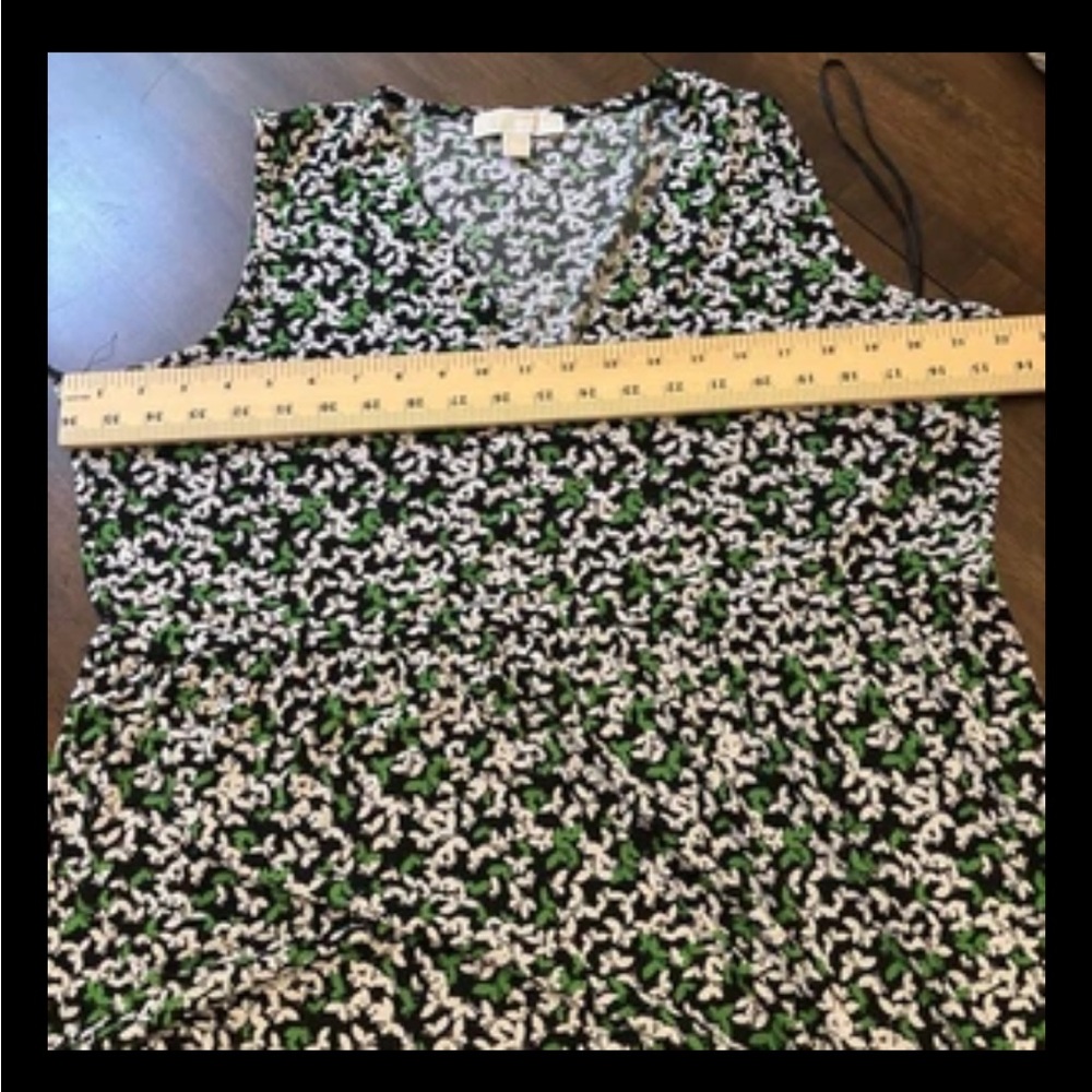 Michael Kors Sleeveless Green Floral Print Maxi Dress Sz XXL V-Neck Grommets - Picture 8 of 9